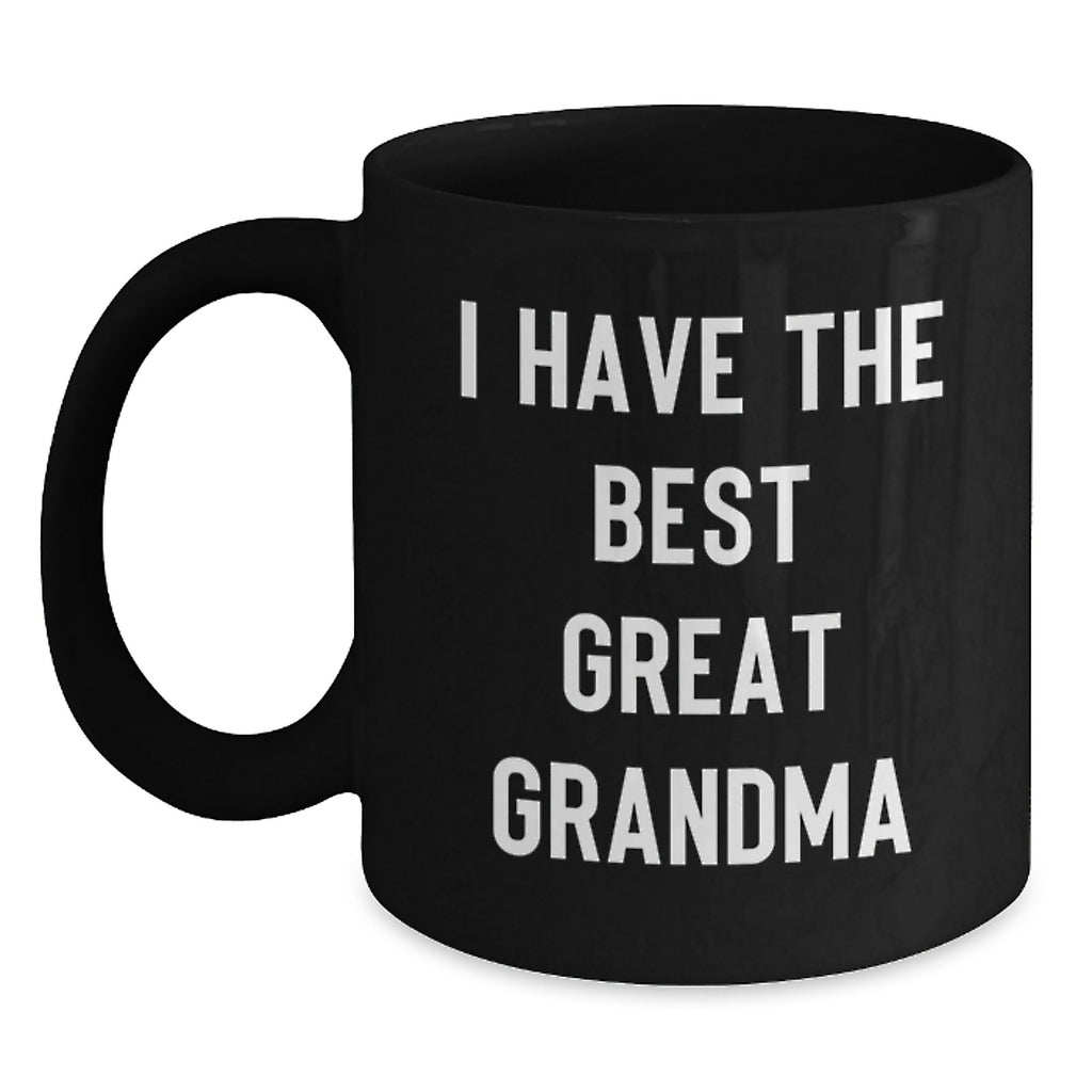 Funny Grandma Mugs - Gifts from Family, Perfect for Grandma's Coffee Routine on Mother's Day - 11oz or 15oz Black Ceramic Mug with Quote 'I Have The Best Great Grandma' - Main