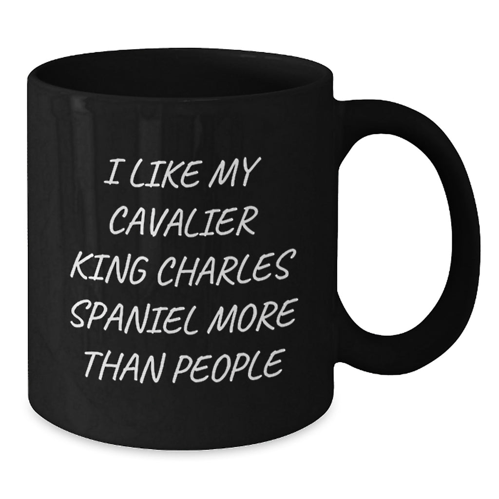 Funny Cavalier King Charles Spaniel Dog Gifts, Birthday Unique Gifts for Men, Women, Coworkers and Family - I Like My Cavalier King Charles Spaniel More Than People Black Coffee Mug - Additional