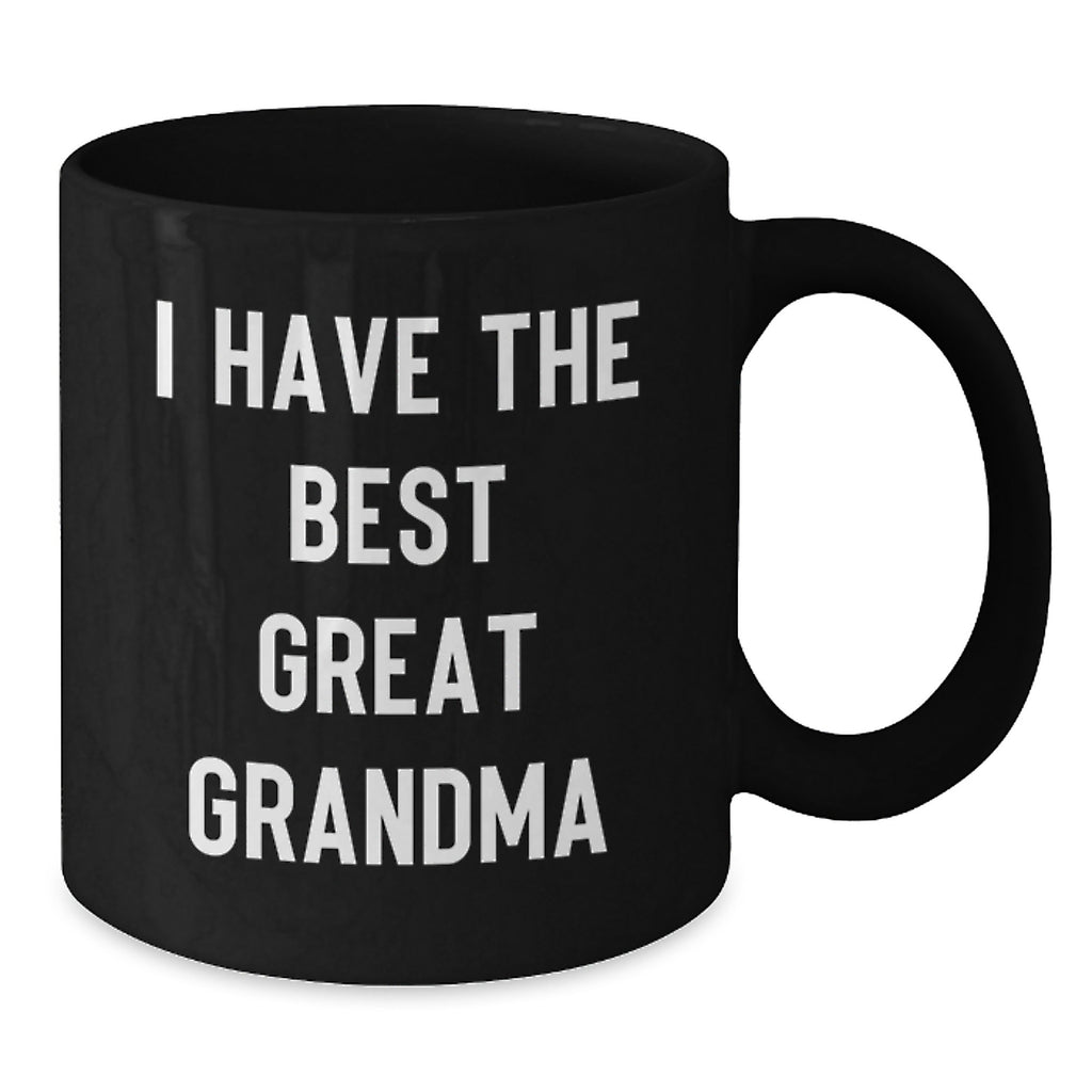 Funny Grandma Mugs - Gifts from Family, Perfect for Grandma's Coffee Routine on Mother's Day - 11oz or 15oz Black Ceramic Mug with Quote 'I Have The Best Great Grandma' - Additional