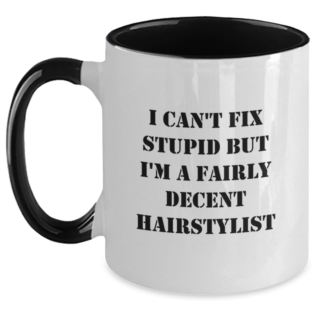 Funny Hairstylist Gifts from Friends to Family - Unique Two Tone Coffee Mug for Hairstylist Graduation - Main