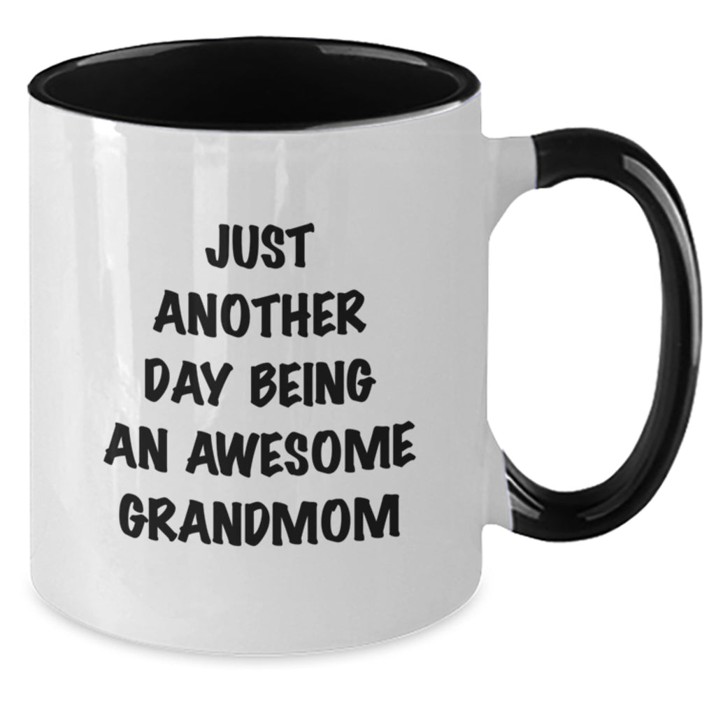 Funny Grandmom Gifts from Family - Just Another Day Being An Awesome Grandmom Two Tone Coffee Mug for Mom - Additional