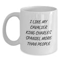 Cavalier King Charles Spaniel Dog Funny Quote White Coffee Mug, Gifts from Family to Friends for Birthday Unique Gifts, I Like My Cavalier King Charles Spaniel More Than People White Ceramic Mug - Main