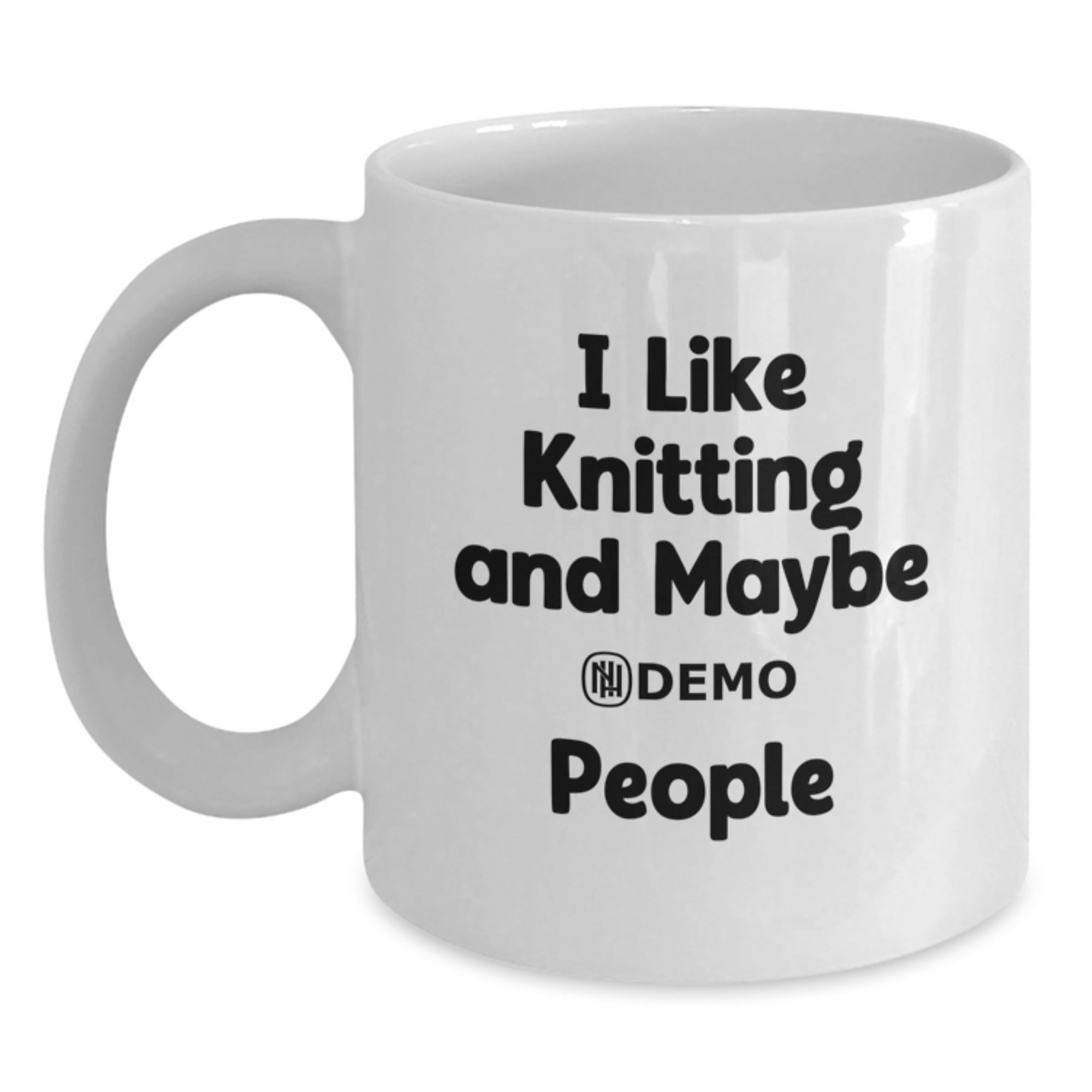 Funny Knitting Gifts for Men Women Friends from Family - 'I Like Knitting And Maybe 3 People' White Coffee Mug, 11oz or 15oz Ceramic - Main