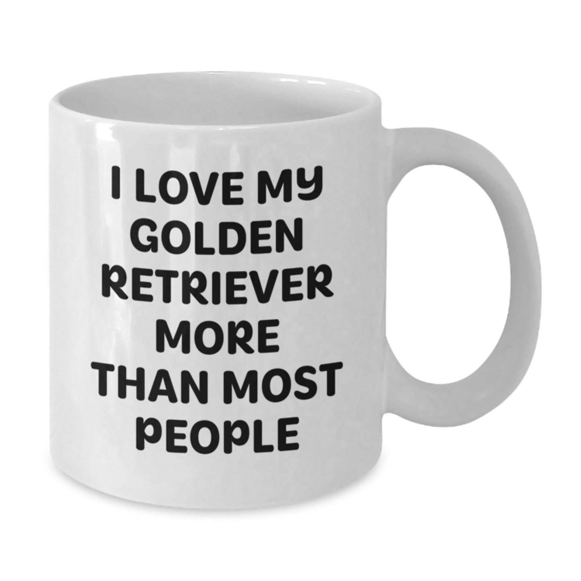 Funny Golden Retriever Dog Lover's Birthday Unique Gifts from Friends - 'I Love My Golden Retriever More Than Most People' White Coffee Mug, 11oz or 15oz Ceramic Mug, Microwave and Dishwasher Safe - Additional