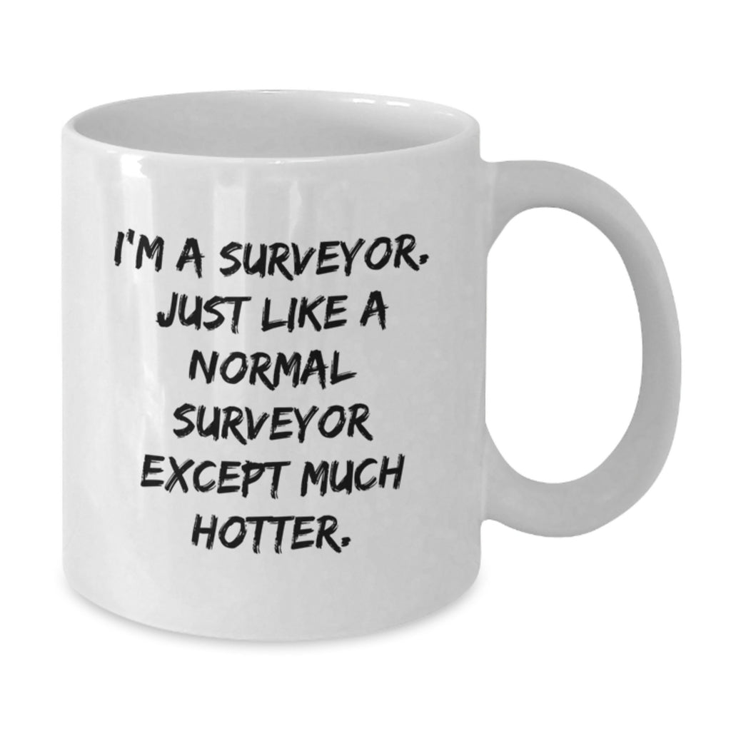 Funny Surveyor Gifts for Surveyor from Friends on Mother's Day Unique White Coffee Mugs - 'I'm A Surveyor. Just Like A Normal Surveyor Except Much Hotter.' - Additional