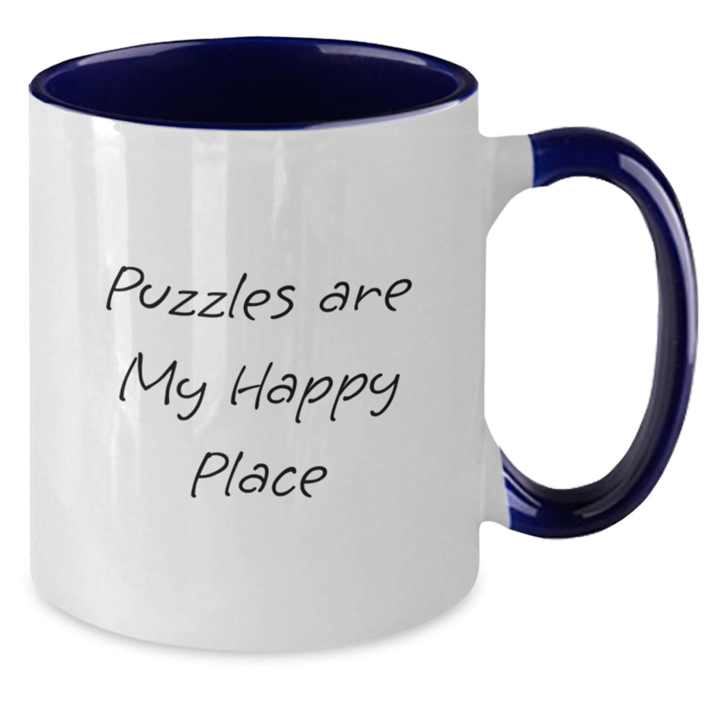 Funny Puzzles Gifts for Him, Father's Day Unique Two Tone Coffee Mug, Puzzles Are My Happy Place Quote - Additional