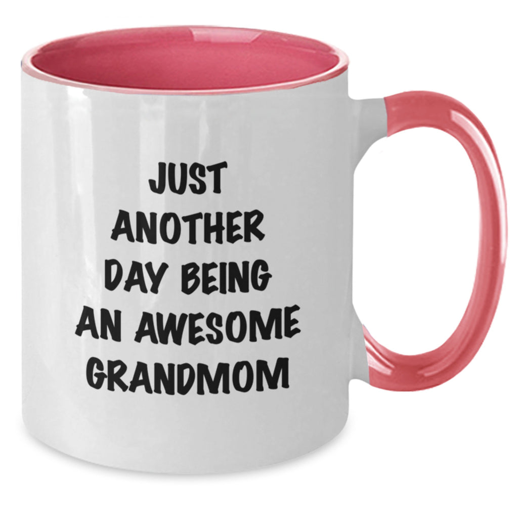Funny Grandmom Gifts from Family - Just Another Day Being An Awesome Grandmom Two Tone Coffee Mug for Mom - Additional
