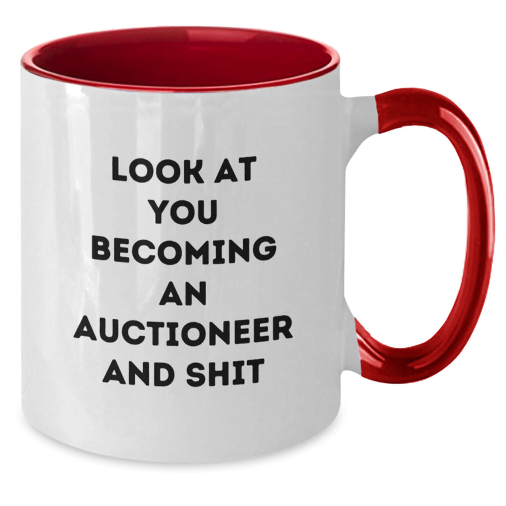 Funny Auctioneer Gifts for Men - Two Tone Coffee Mug Look At You Becoming An Auctioneer And Shit, Unique Graduation Gifts from Friends - Additional