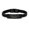 Funny Comedian Interlaced Leather Bracelet Gifts for Men, Keep Calm Or I Will Use My Comedian Voice, Unique Graduation Gifts for Comedians from Friends, Comedian Men Gift Ideas - Image 1