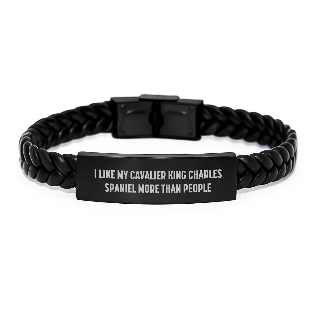 Funny Cavalier King Charles Spaniel Dog Gifts from Friends - Interlaced Leather Bracelet for Dog Lover Birthday Unique Presents - Image 1