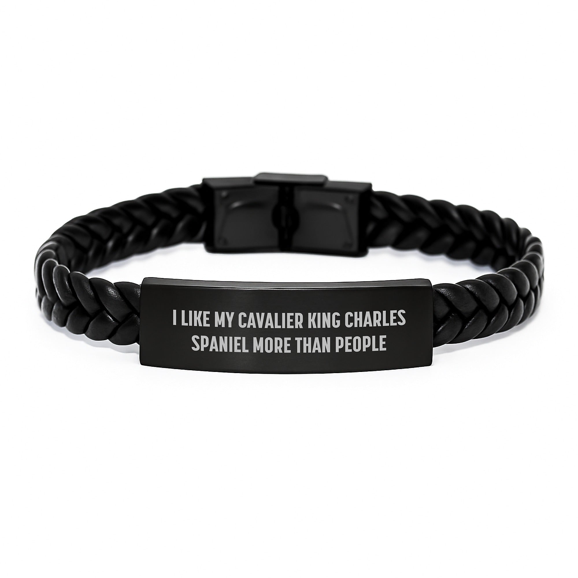 Funny Cavalier King Charles Spaniel Dog Gifts from Friends - Interlaced Leather Bracelet for Dog Lover Birthday Unique Presents - Image 1