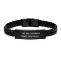 Funny Chihuahua Dog Gifts from Friends for Birthday Unique Interlaced Leather Bracelets with I Like My Chihuahua More Than People Quote, Stainless Steel and PU Leather, 7.87 inches - Image 1
