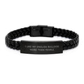 Funny English Bulldog Gifts for Him, Unique Interlaced Leather Bracelet with Quote 'I Like My English Bulldog More Than People', Birthday Unique Gifts from Family - Image 1