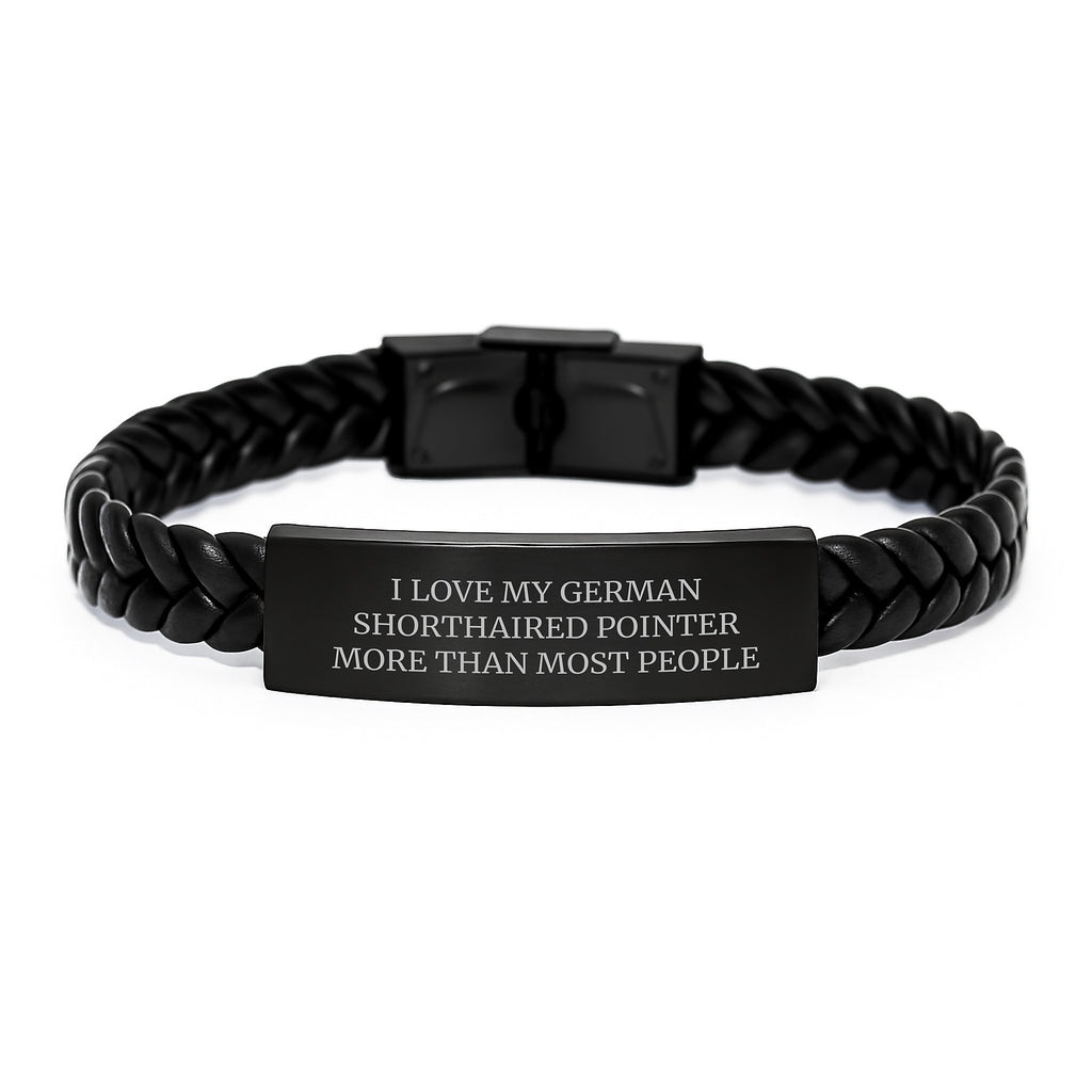 Unique Funny German Shorthaired Pointer Dog Gifts, Birthday Unique Gifts from Men, Women, or Friends for German Shorthaired Pointer Dog Lovers, Interlaced Leather Bracelet with Stainless Steel - Image 1