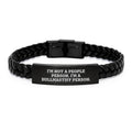 Funny Bullmastiff Dog Lover Gifts from Men to Best Friends Birthday Unique Interlaced Leather Bracelet with Engraved Stainless Steel - Image 1