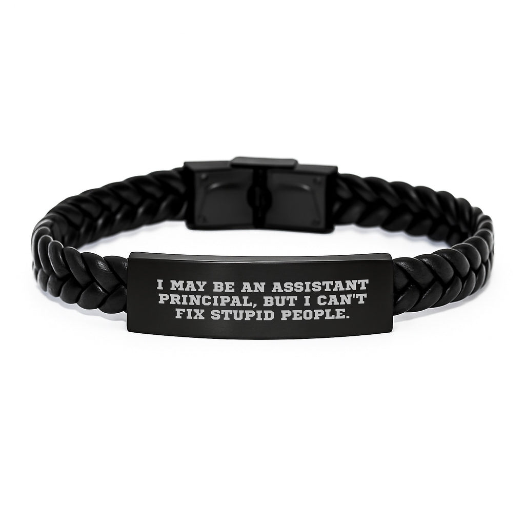 Funny Assistant Principal Gifts, Interlaced Leather Bracelet for Men, Women, Friends, Coworkers, Family - Great Graduation Unique Gifts from Husband, Wife, Sweetheart, Sweetheart, Son, Daughter - Image 1