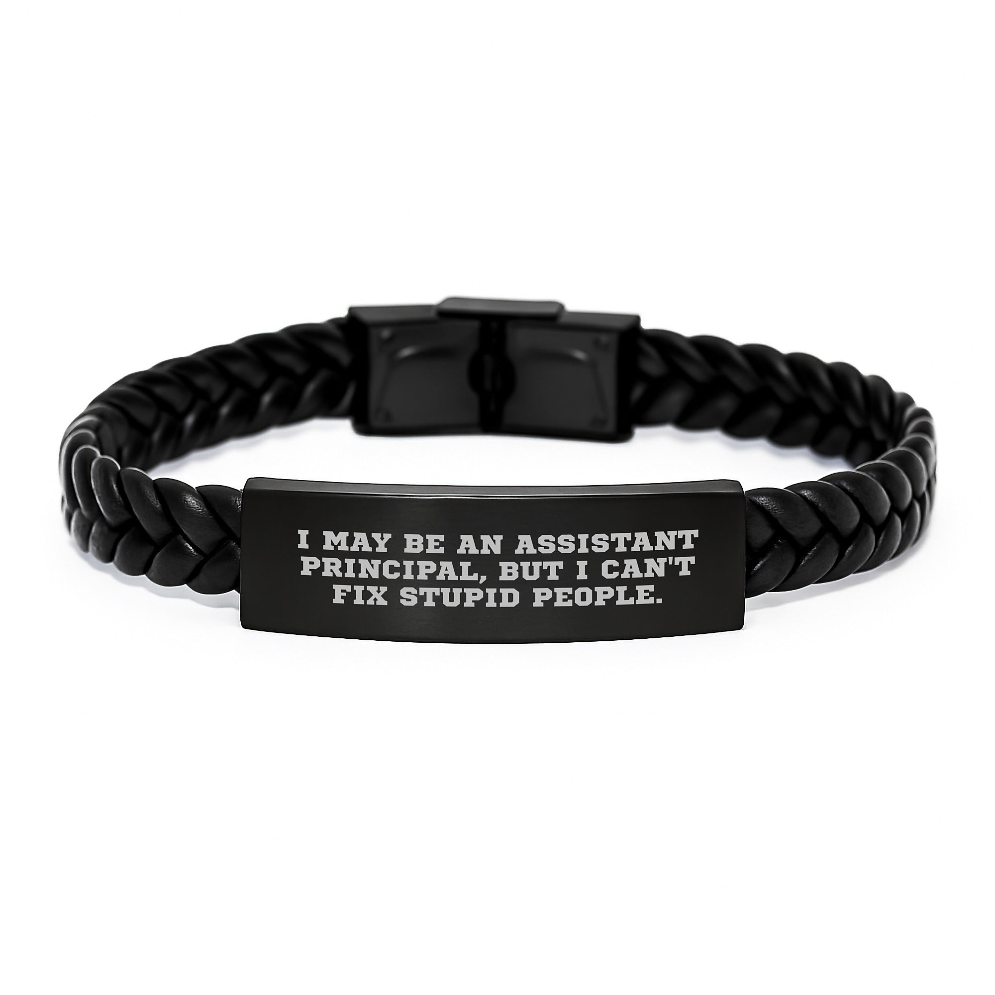 Funny Assistant Principal Gifts, Interlaced Leather Bracelet for Men, Women, Friends, Coworkers, Family - Great Graduation Unique Gifts from Husband, Wife, Sweetheart, Sweetheart, Son, Daughter - Image 1