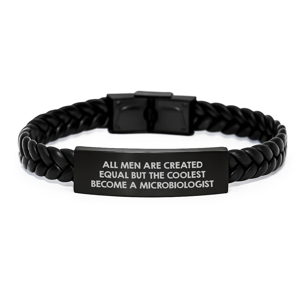 Funny Microbiologist Gifts for Mom - Interlaced Leather Bracelet with Engraved Stainless Steel, Cool Microbiologist Quote, Unique Mother's Day Unique Gifts from Family - Image 1