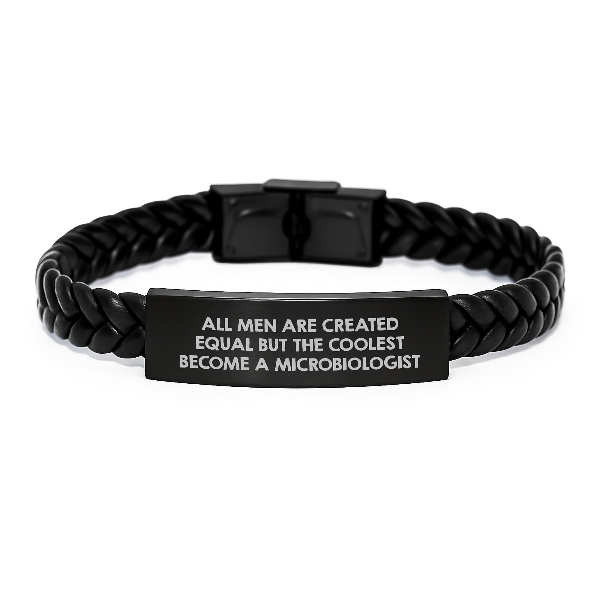 Funny Microbiologist Gifts for Mom - Interlaced Leather Bracelet with Engraved Stainless Steel, Cool Microbiologist Quote, Unique Mother's Day Unique Gifts from Family - Image 1