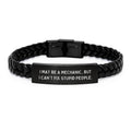 Funny Mechanic Gifts for Men, 'I May Be A Mechanic' Interlaced Leather Bracelet for Graduation Unique Gifts from Friends or Family - Image 1