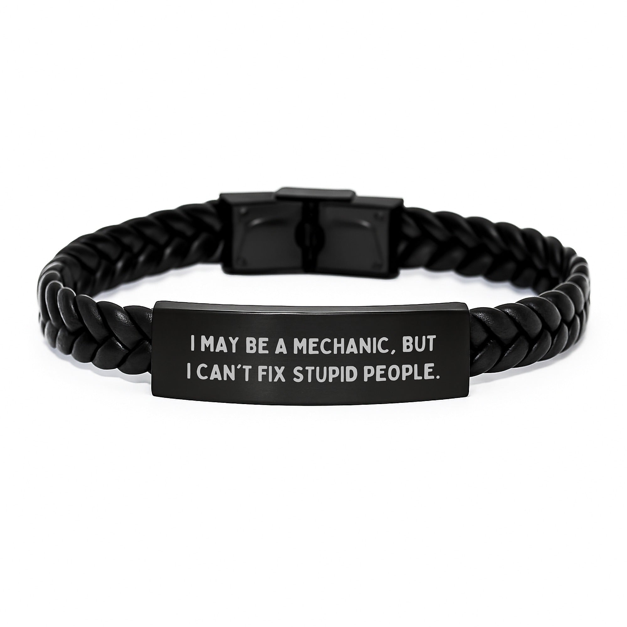 Funny Mechanic Gifts for Men, 'I May Be A Mechanic' Interlaced Leather Bracelet for Graduation Unique Gifts from Friends or Family - Image 1