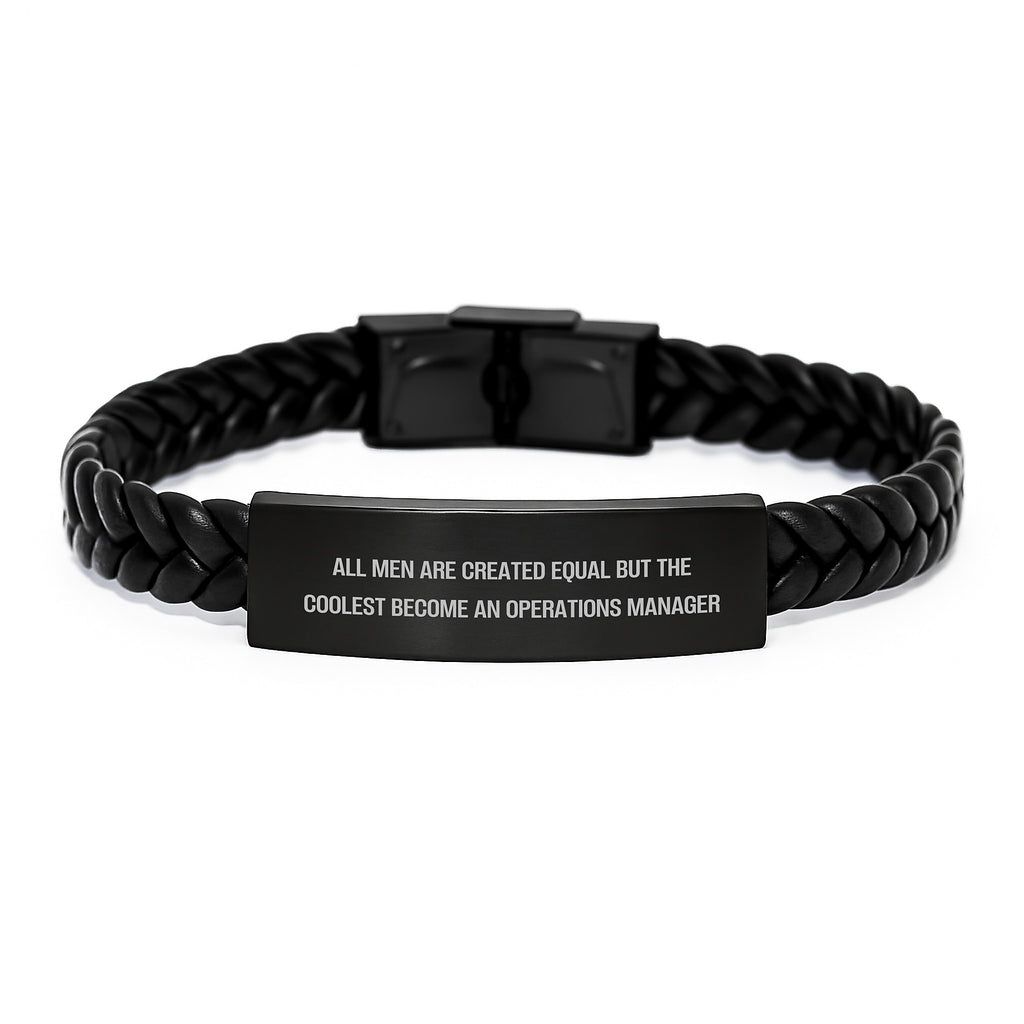 Gifts for Men, Funny Operations Manager Quote Leather Bracelet, Interlaced Leather Operations Manager Office Gift for Mother's Day - Image 1