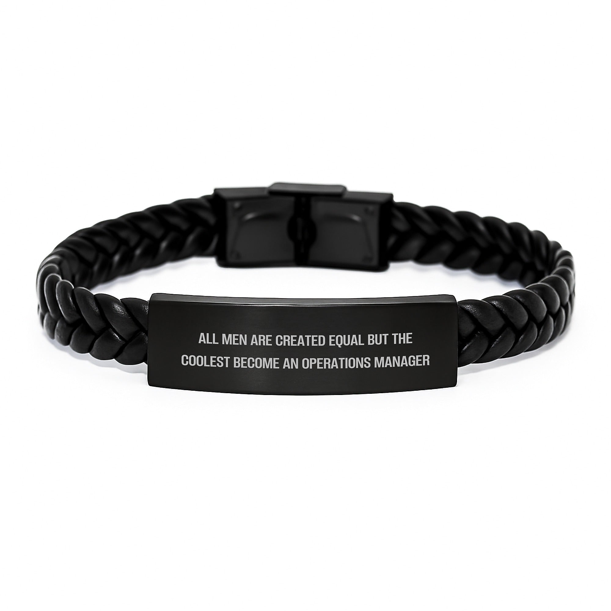 Gifts for Men, Funny Operations Manager Quote Leather Bracelet, Interlaced Leather Operations Manager Office Gift for Mother's Day - Image 1