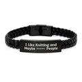 Funny Knitting Gifts for Knitting Lovers - Interlaced Leather Bracelet for Men, Women, Family and Friends - Gifts from Mom, Dad, Siblings, Coworkers - Unique Graduation Gifts - Image 1