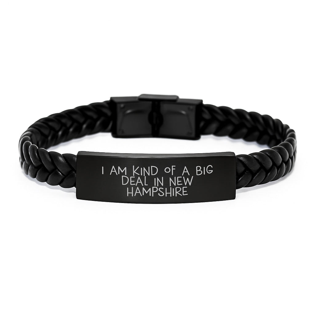 Funny New Hampshire Gifts from Friends or Family, Interlaced Leather Bracelet with 'I Am Kind Of A Prime Selection In New Hampshire' Quote, Mother's Day Unique Presents - Image 1