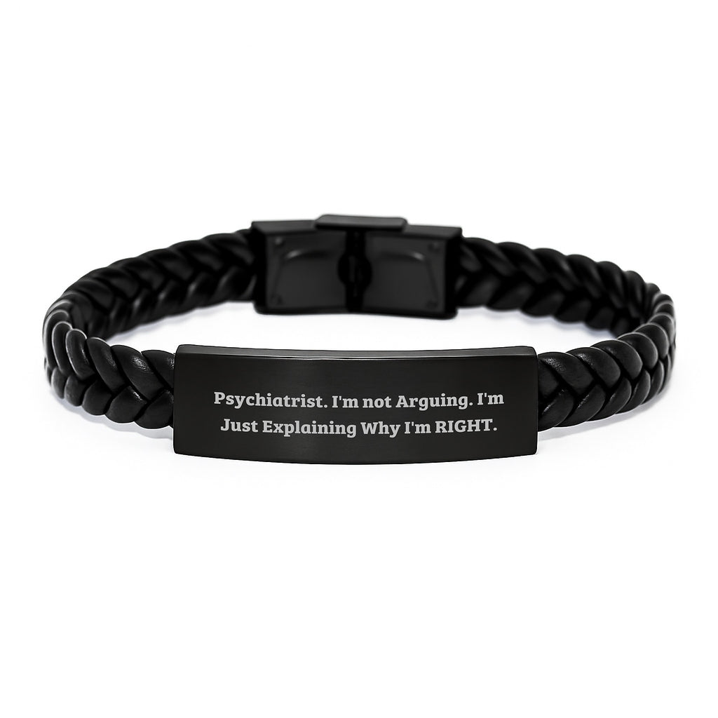 Funny Psychiatrist Gifts from Friends, Inspirational Interlaced Leather Bracelet for Graduation, Men's or Women's Stainless Steel PU Leather Quote - Image 1
