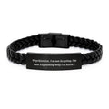 Funny Psychiatrist Gifts from Friends, Inspirational Interlaced Leather Bracelet for Graduation, Men's or Women's Stainless Steel PU Leather Quote - Image 1