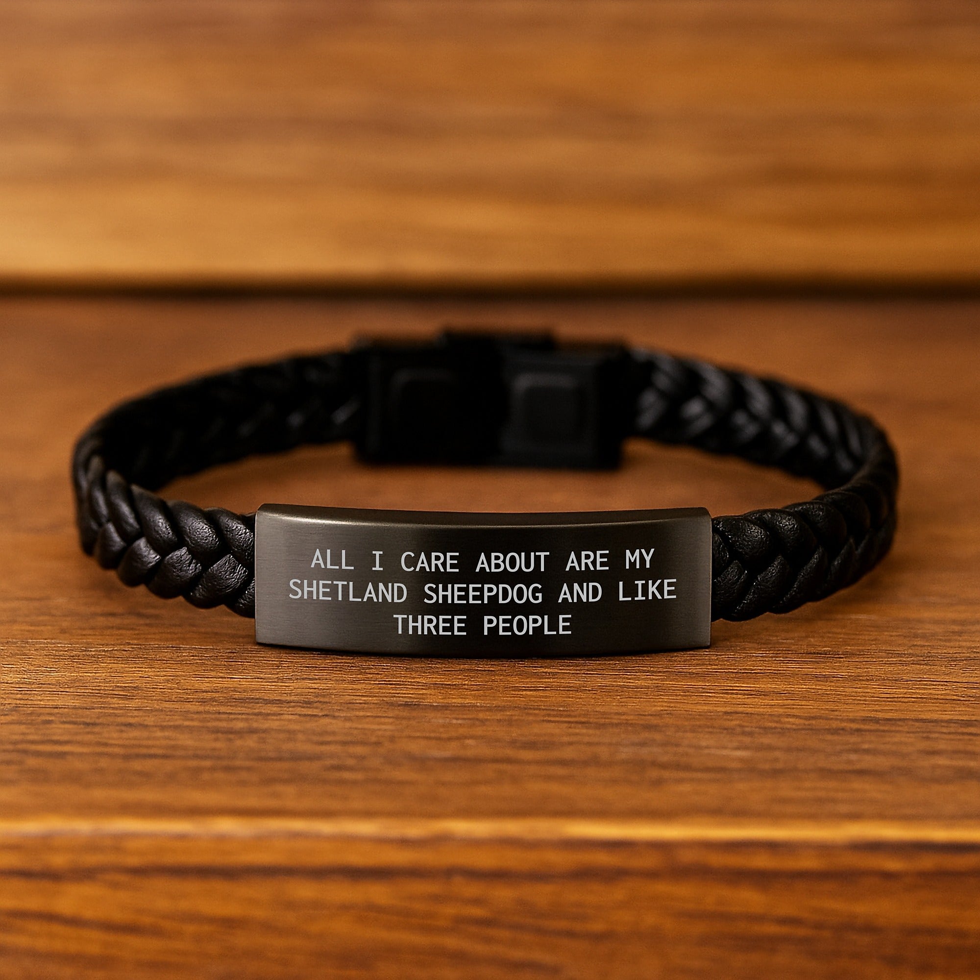 Funny Shetland Sheepdog Gifts for Men, Interlaced Leather Bracelet Gifts from Family for Birthday Unique Presents - Image 2