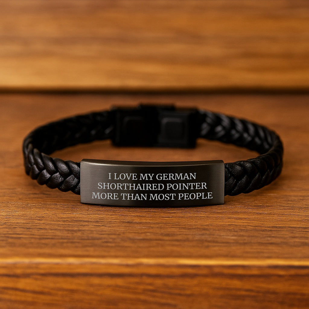 Unique Funny German Shorthaired Pointer Dog Gifts, Birthday Unique Gifts from Men, Women, or Friends for German Shorthaired Pointer Dog Lovers, Interlaced Leather Bracelet with Stainless Steel - Image 2