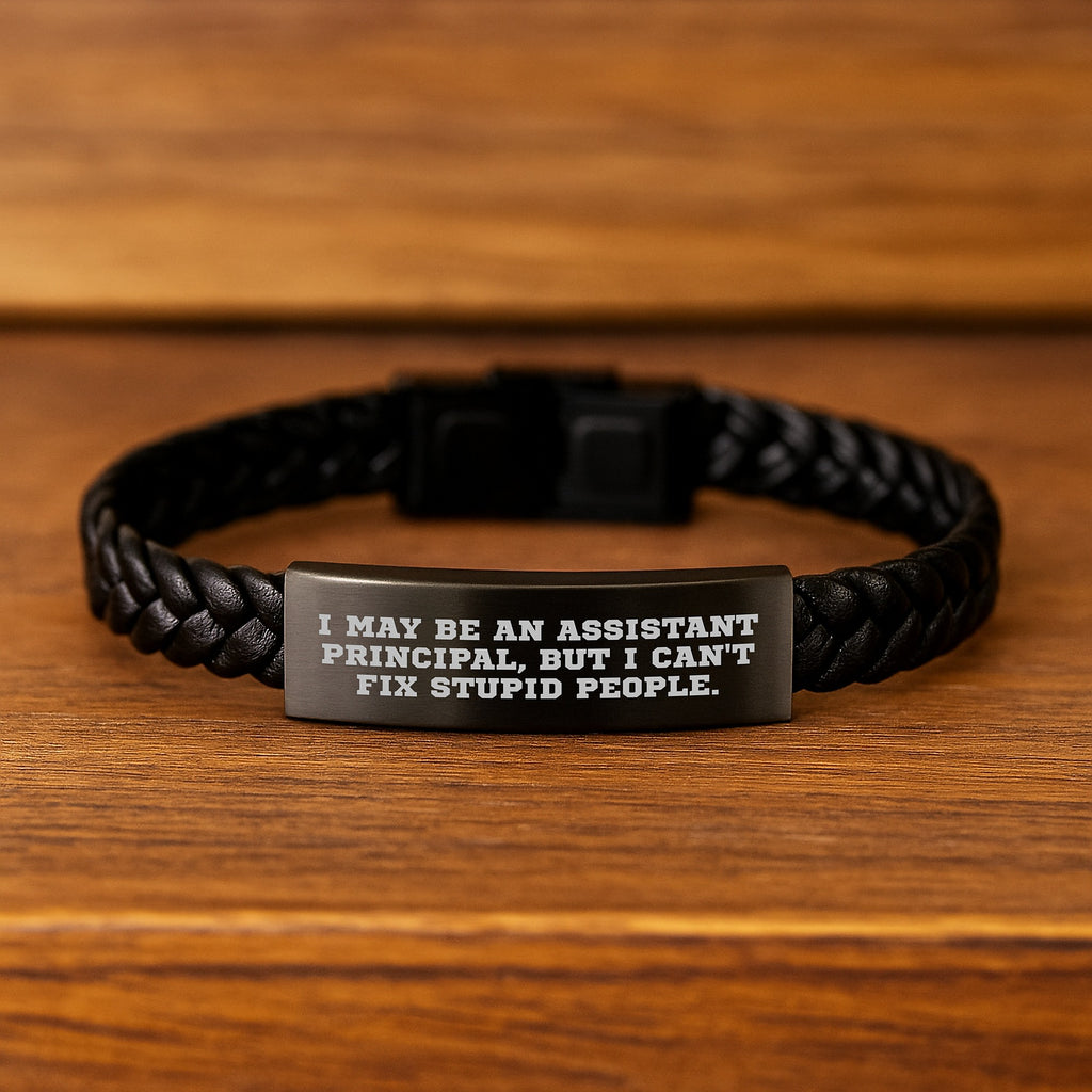 Funny Assistant Principal Gifts, Interlaced Leather Bracelet for Men, Women, Friends, Coworkers, Family - Great Graduation Unique Gifts from Husband, Wife, Sweetheart, Sweetheart, Son, Daughter - Image 2