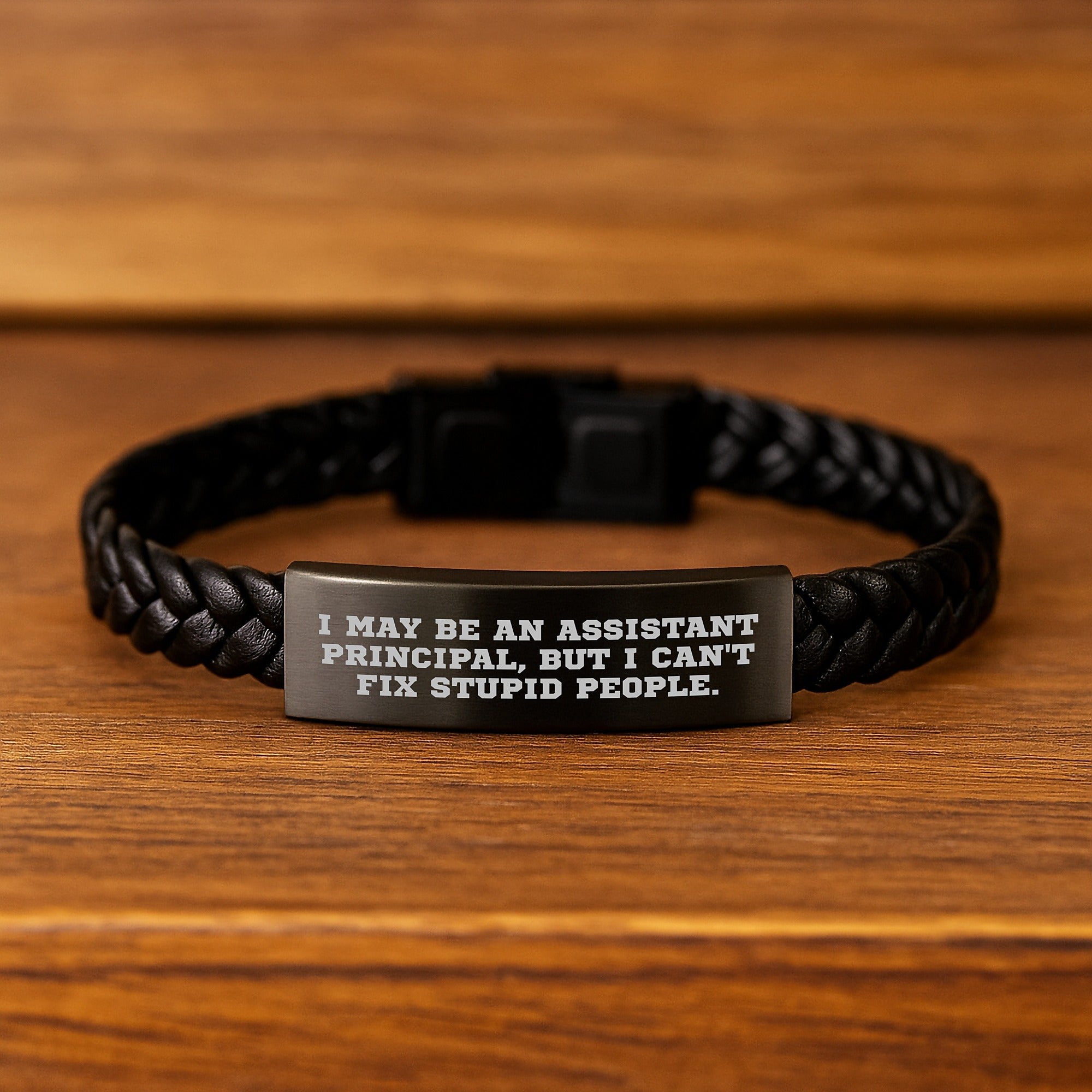 Funny Assistant Principal Gifts, Interlaced Leather Bracelet for Men, Women, Friends, Coworkers, Family - Great Graduation Unique Gifts from Husband, Wife, Sweetheart, Sweetheart, Son, Daughter - Image 2