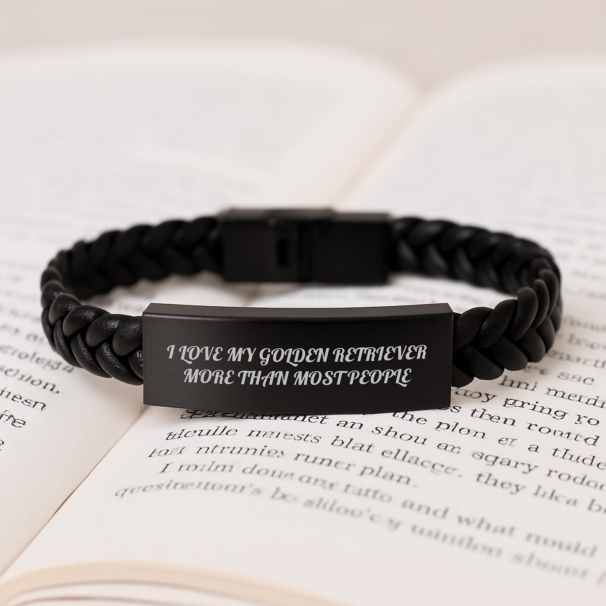 Funny Golden Retriever Dog Gifts for Men Birthday Unique Interlaced Leather Bracelet with I Love My Golden Retriever More Than Most People Quote, Gifts from Family to Friends - Image 3