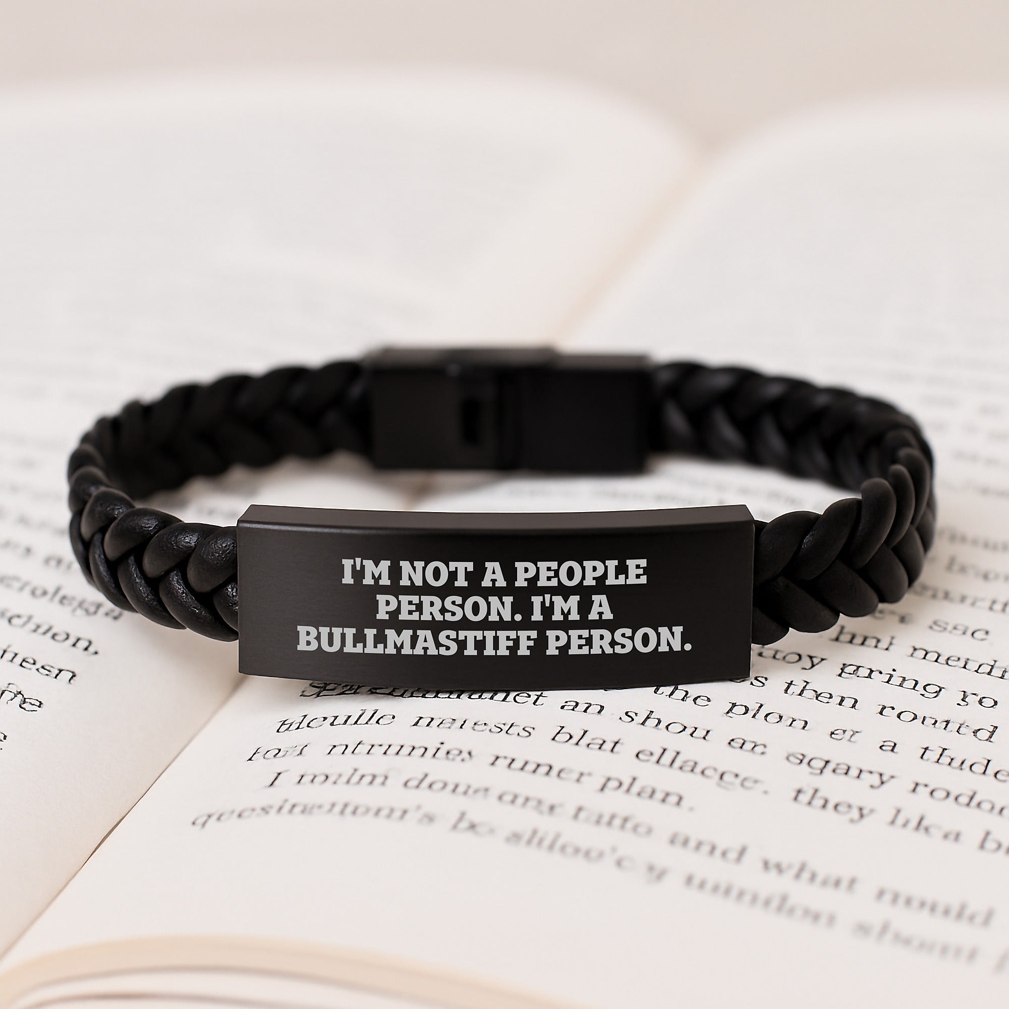 Funny Bullmastiff Dog Lover Gifts from Men to Best Friends Birthday Unique Interlaced Leather Bracelet with Engraved Stainless Steel - Image 3