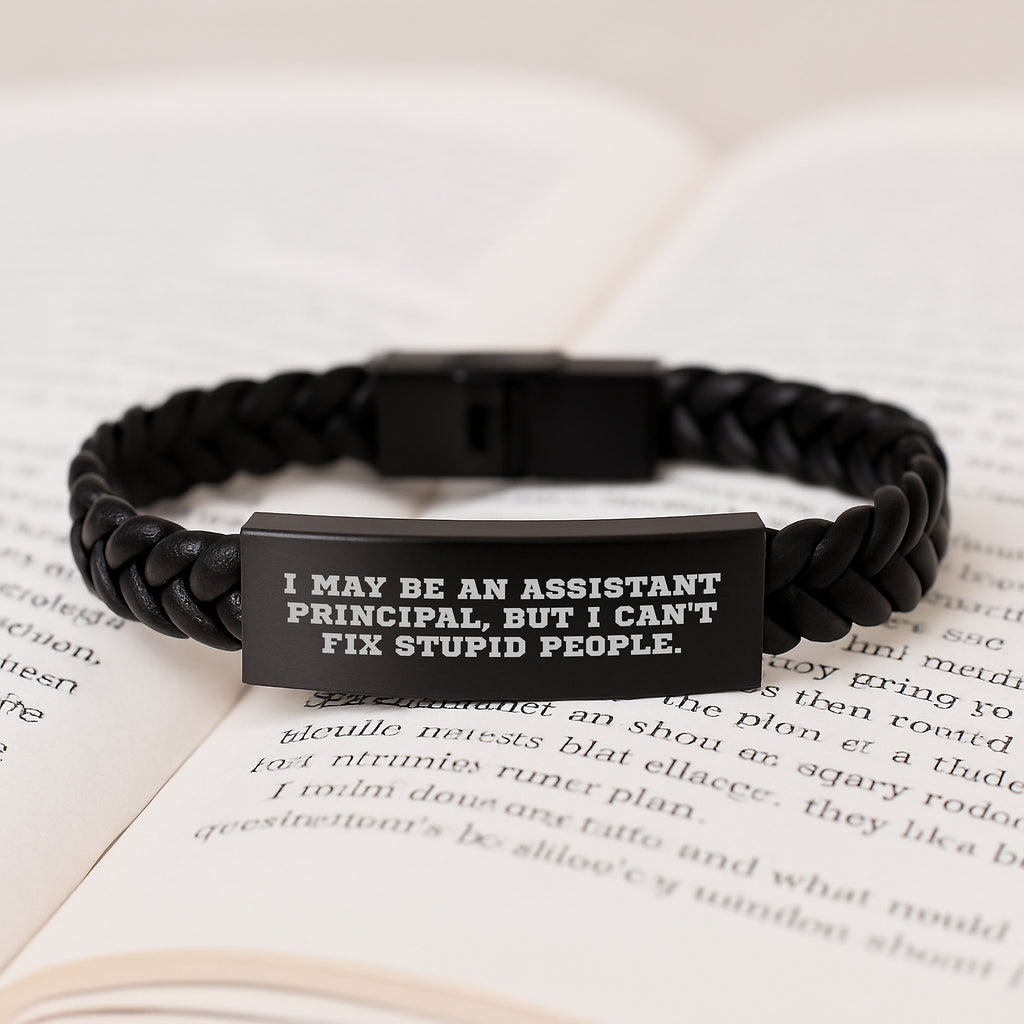 Funny Assistant Principal Gifts, Interlaced Leather Bracelet for Men, Women, Friends, Coworkers, Family - Great Graduation Unique Gifts from Husband, Wife, Sweetheart, Sweetheart, Son, Daughter - Image 3