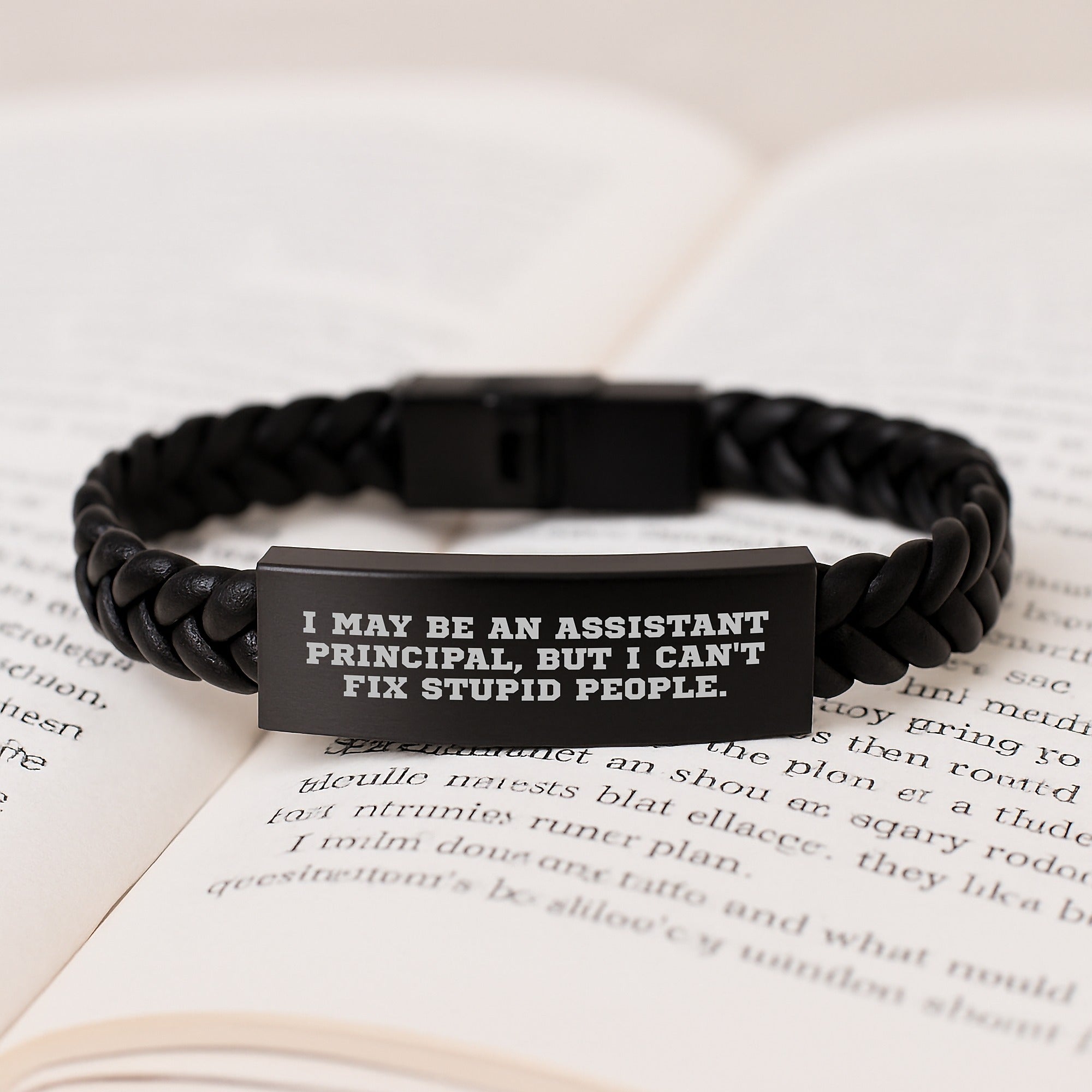 Funny Assistant Principal Gifts, Interlaced Leather Bracelet for Men, Women, Friends, Coworkers, Family - Great Graduation Unique Gifts from Husband, Wife, Sweetheart, Sweetheart, Son, Daughter - Image 3