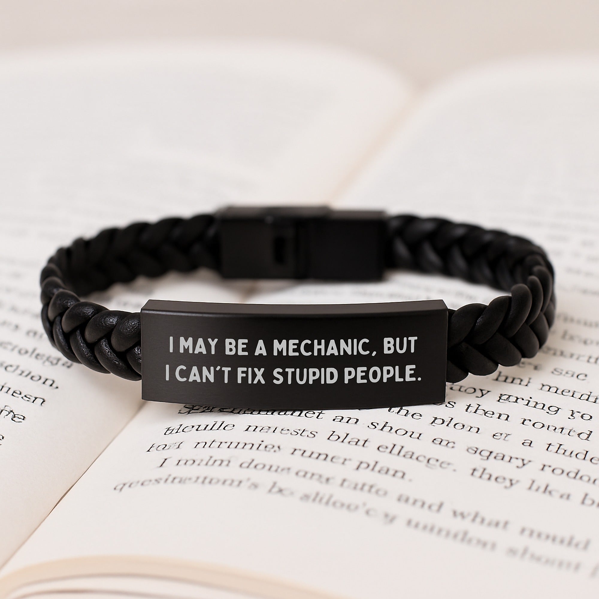 Funny Mechanic Gifts for Men, 'I May Be A Mechanic' Interlaced Leather Bracelet for Graduation Unique Gifts from Friends or Family - Image 3