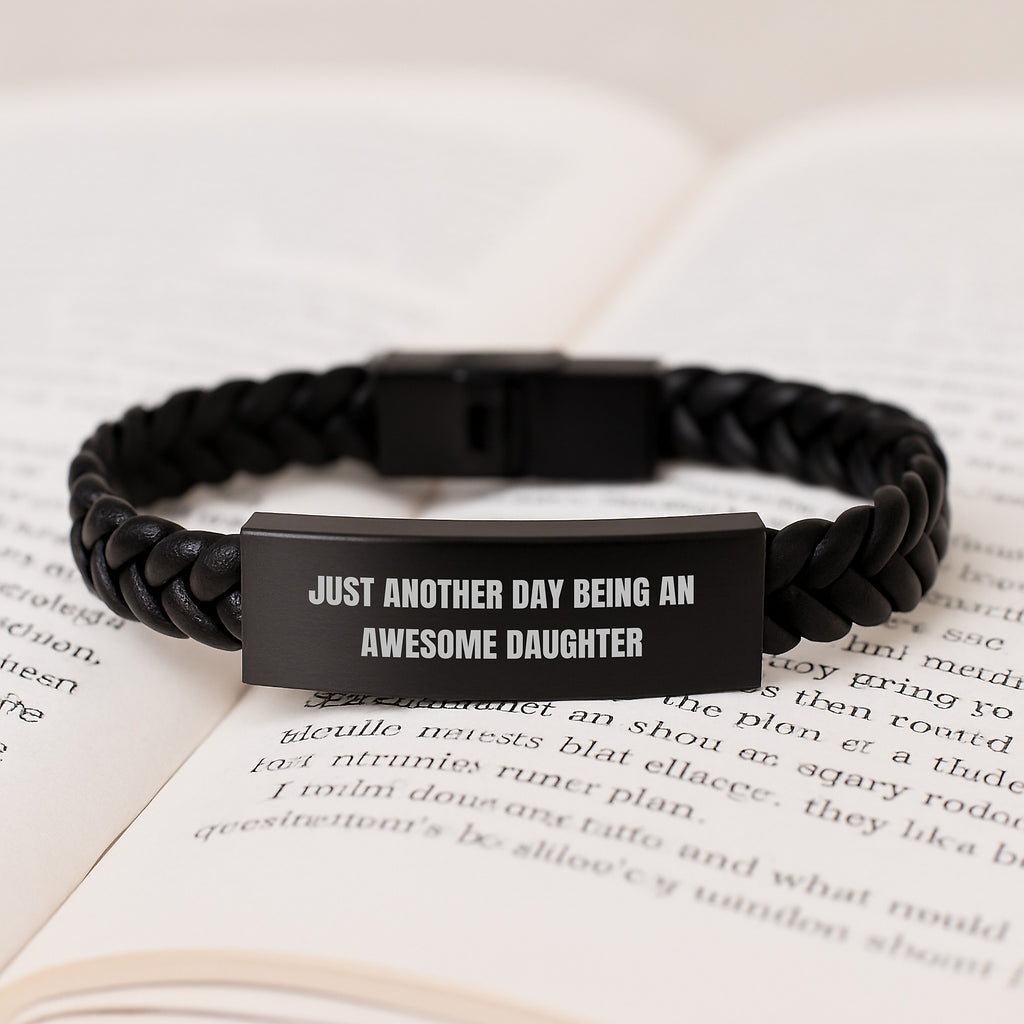 Cute Daughter Gifts for Graduation - Interlaced Leather Bracelet with Funny Quote - Gifts from Mom to Awesome Daughter - Image 3