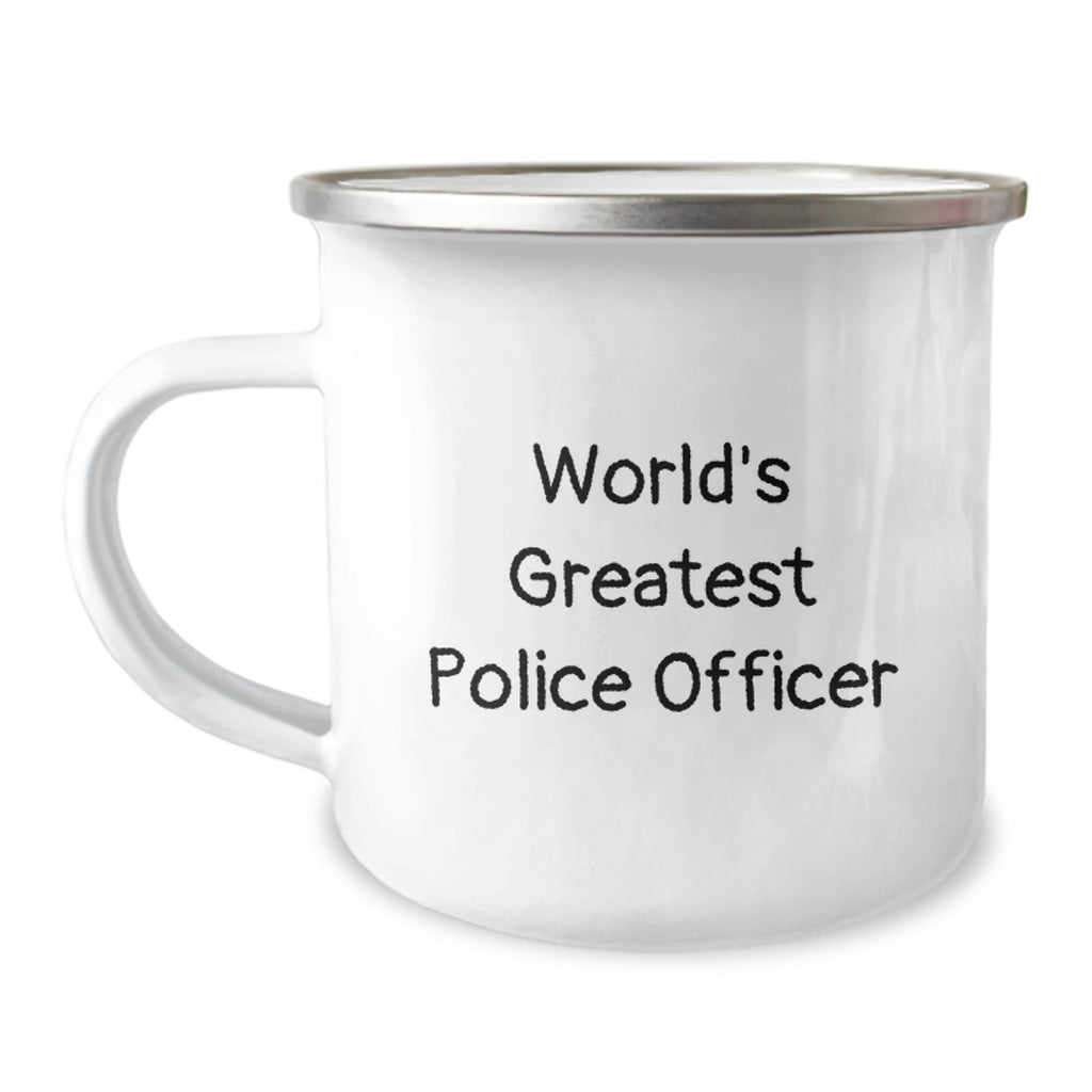 Funny Police Officer Gifts for Him - World's Greatest Police Officer Camping Mug, 12 oz Stainless Steel with Enamel Finish, Perfect Graduation Unique Gifts from Friends - Image 1