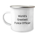 Funny Police Officer Gifts for Him - World's Greatest Police Officer Camping Mug, 12 oz Stainless Steel with Enamel Finish, Perfect Graduation Unique Gifts from Friends - Image 1