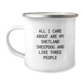 Funny Shetland Sheepdog Camping Mugs for Birthday Unique Gifts from Family - Image 1