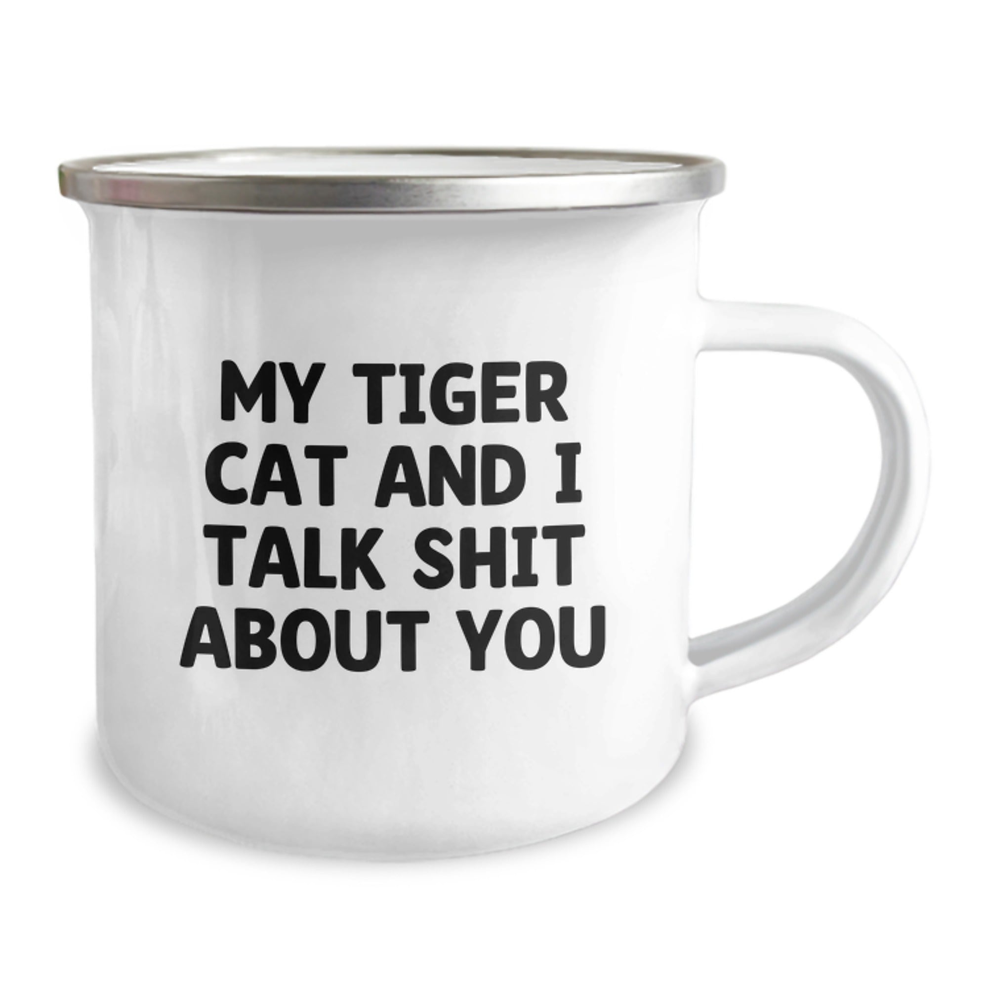 Funny Tiger Cat Gifts for Men, Gifts from Men to Friends and Family for Father's Day, Camping Mug with My Tiger Cat And I Talk Shit About You Quote - Image 2