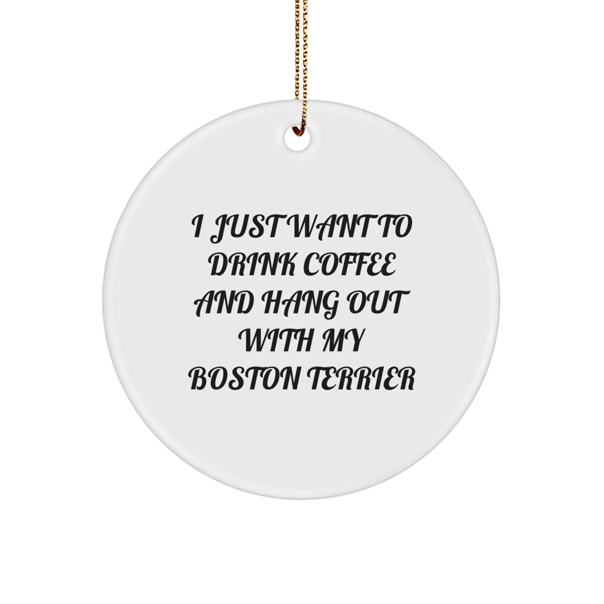 Funny Boston Terrier Dog Circle Ornament Gifts for Boston Terrier Owners from Friends, Unique Christmas Decorations - Image 1