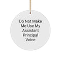Funny Assistant Principal Gifts from Friends for Men with Christmas Unique Circle Ornament, Do Not Make Me Use My Assistant Principal Voice - Image 1