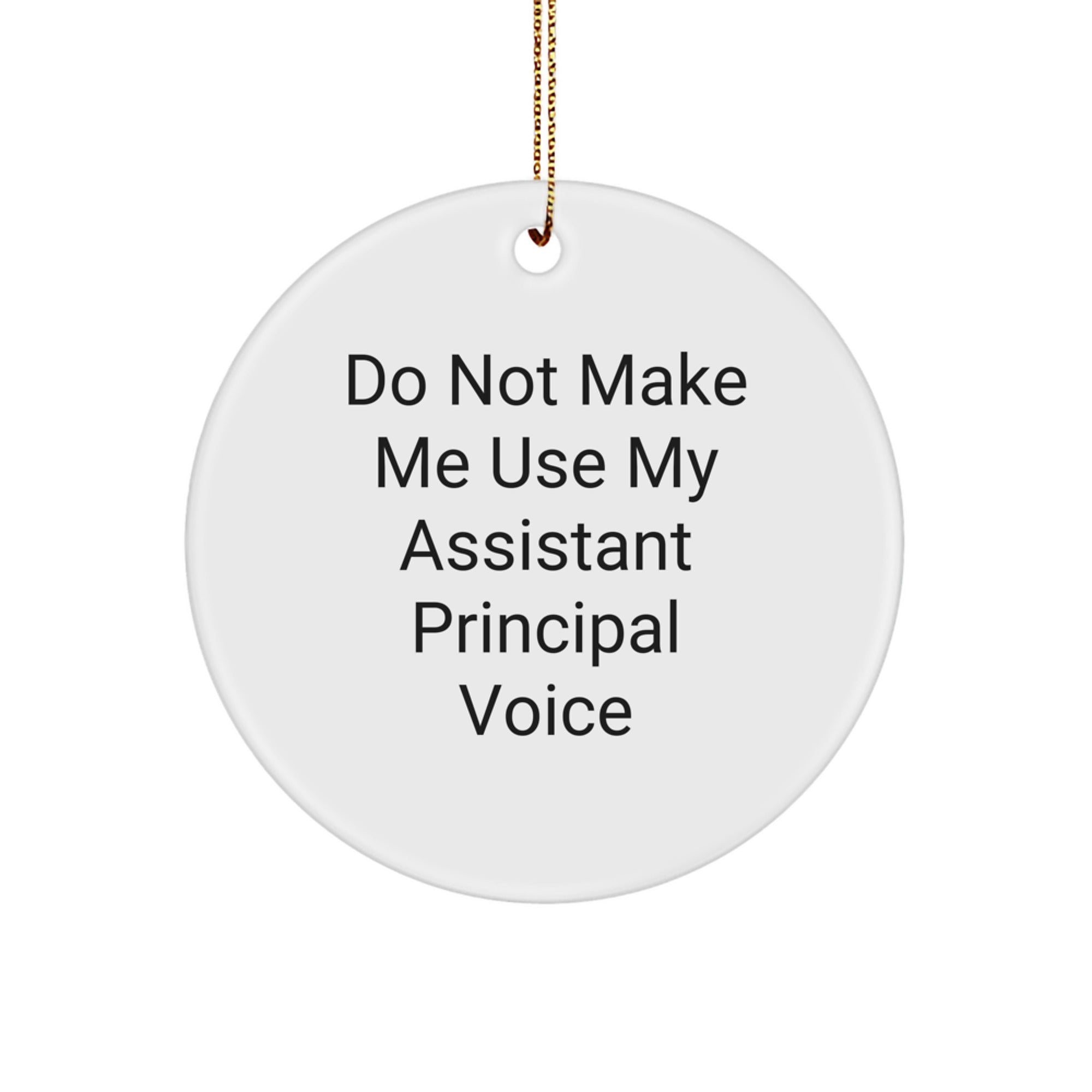 Funny Assistant Principal Gifts from Friends for Men with Christmas Unique Circle Ornament, Do Not Make Me Use My Assistant Principal Voice - Image 1