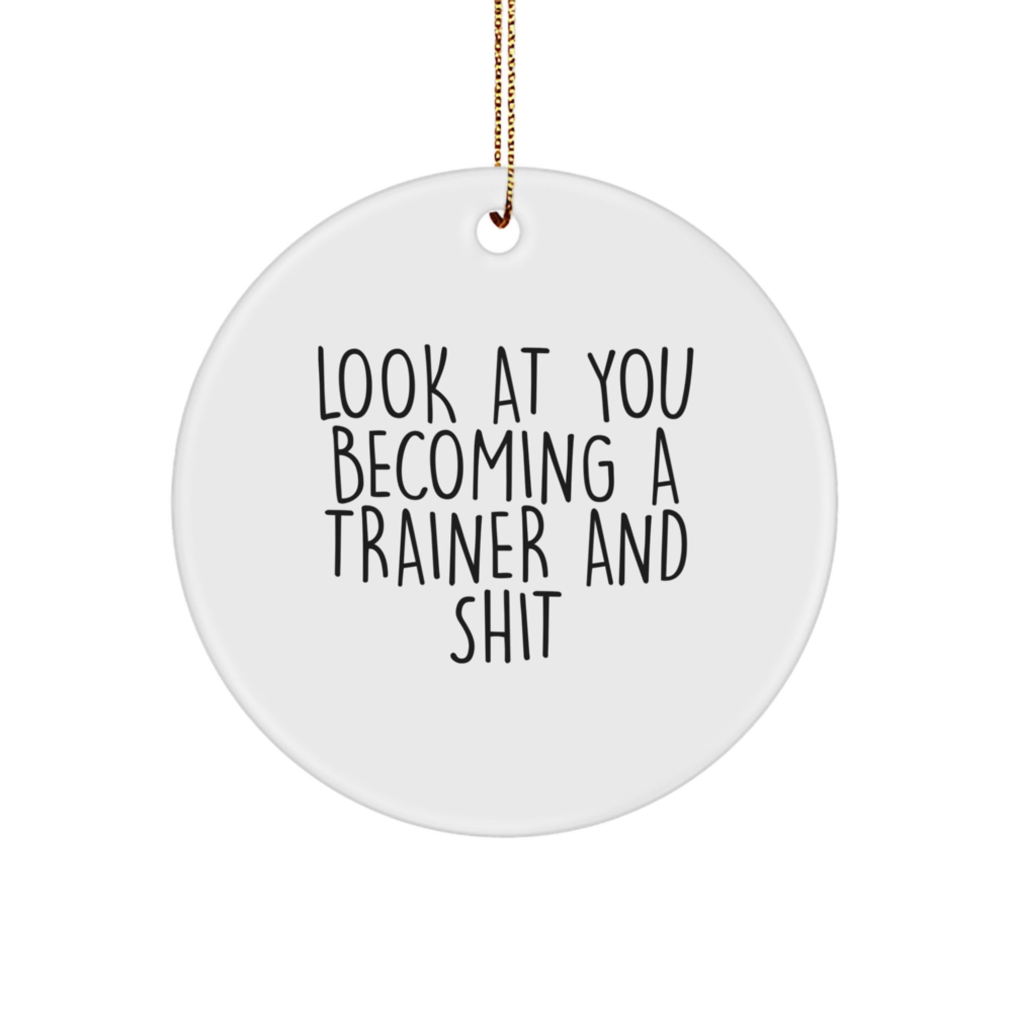 Funny Trainer Gifts for Trainer - Look At You Becoming A Trainer And Shit - Christmas Unique Circle Ornament for Trainer Gifts from Friends - Image 1