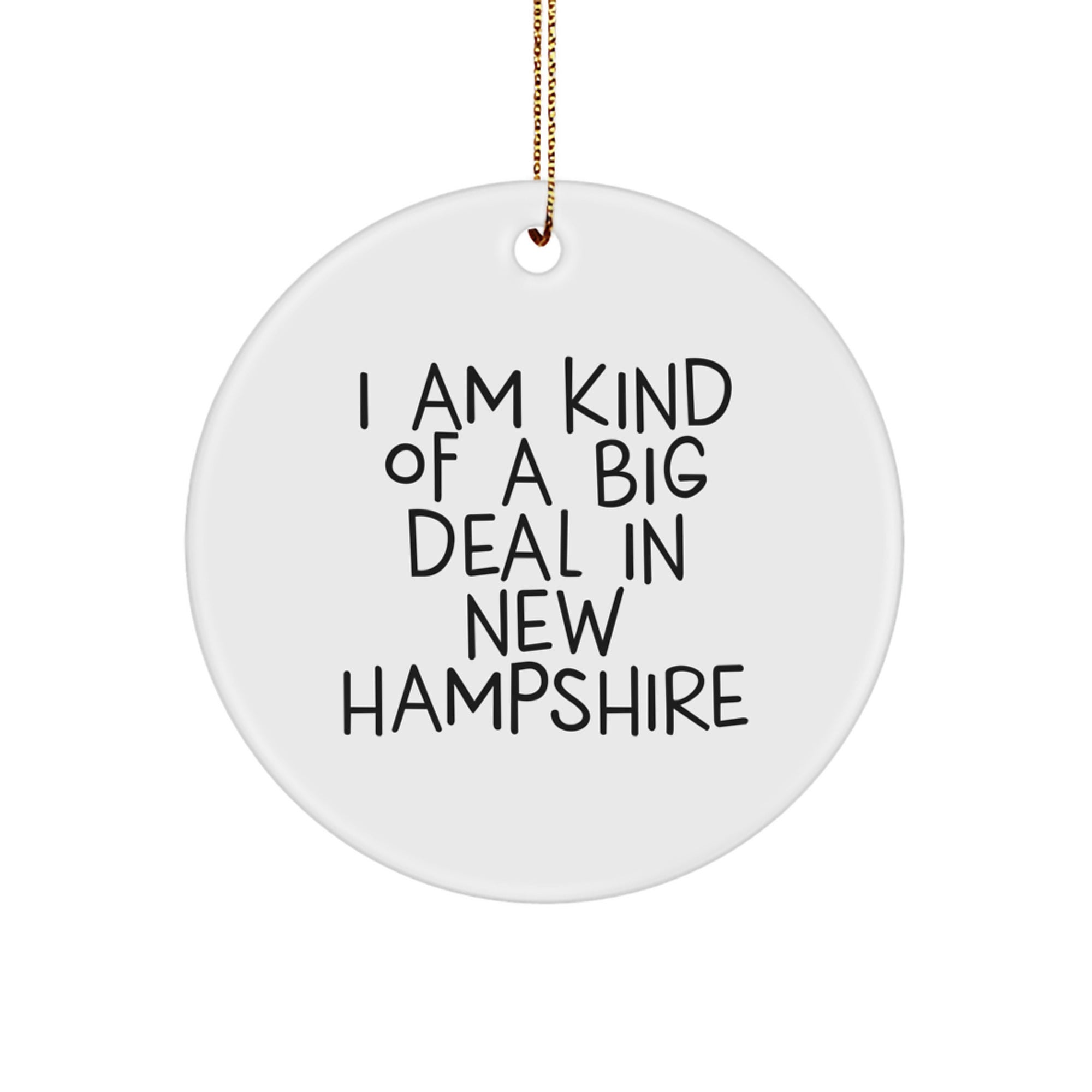 New Hampshire Funny Circle Ornaments, Gifts from Friends to Family in New Hampshire, Christmas Unique Decorations - Image 1